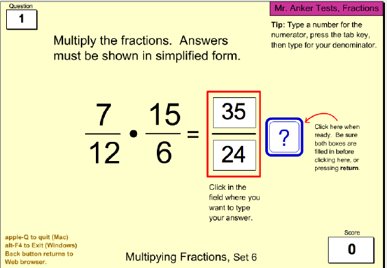 Mr. Anker Tests Fractions Activities
