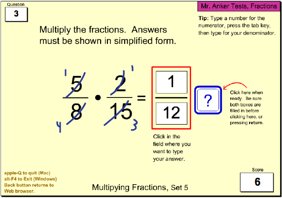 Mr. Anker Tests Fractions Activities